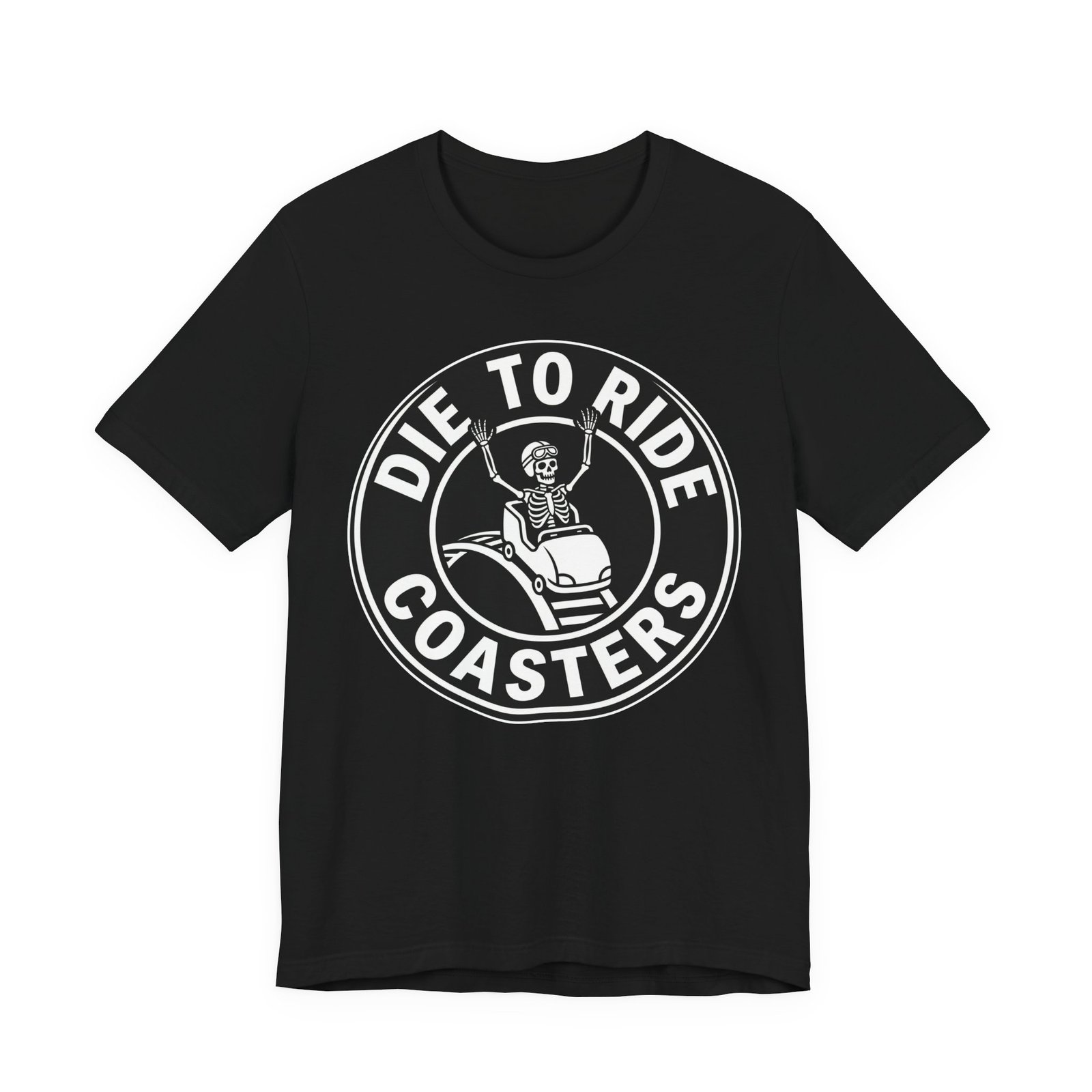Die to Ride Coasters T‑Shirt — Skeleton Roller Coaster Tee for Thrill‑Seekers
